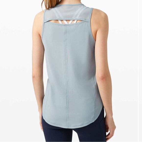 Lululemon Sculpt Running Round Neck Tank Top In Blue Cast Size 6 - Picture 2 of 8